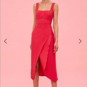 C/Meo Collective Over Again Asymmetrical Sheath Dress Fuchsia - Midi